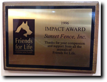 A plaque that says friends for life impact award.